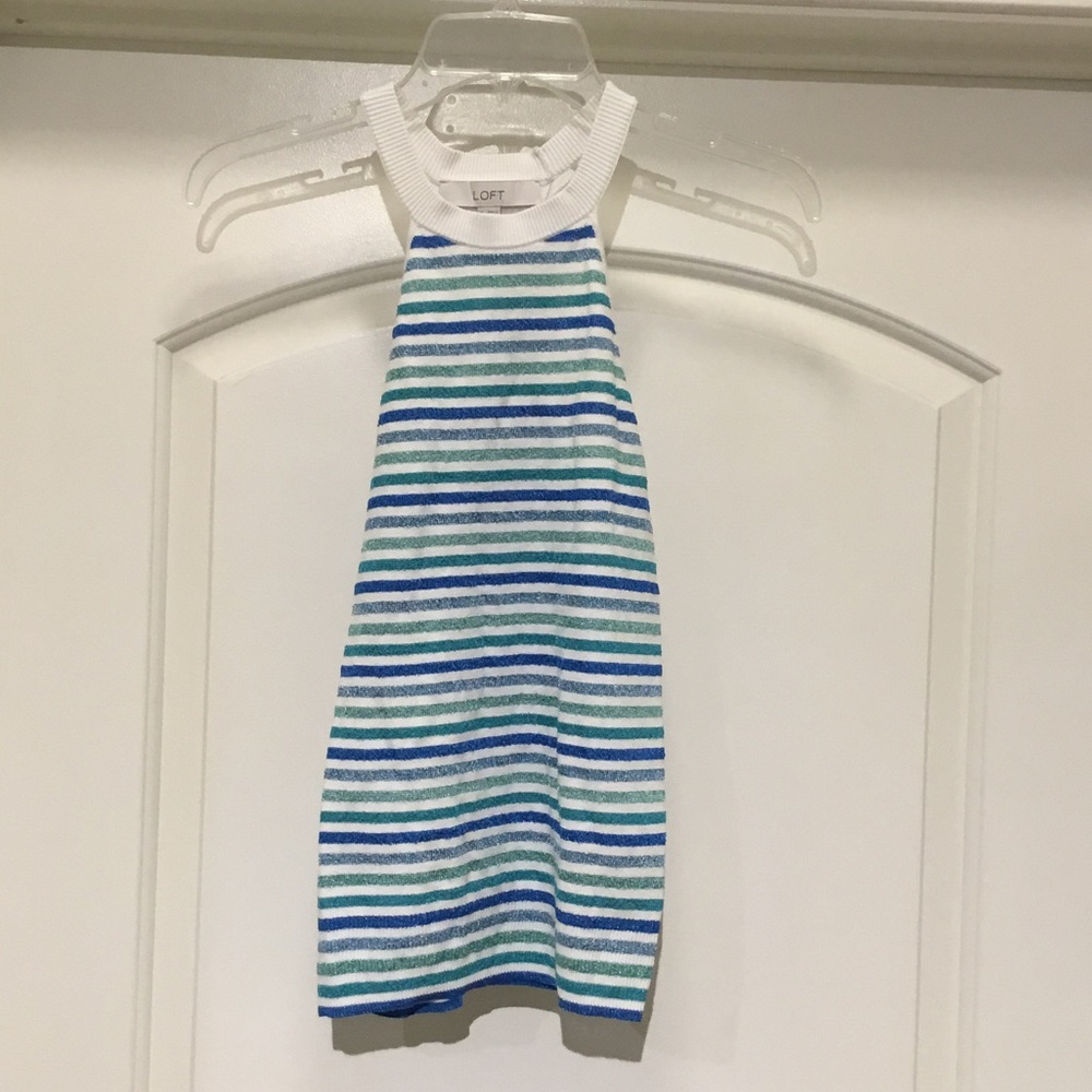 LOFT Kids‎ Blue and Green Striped Tank Top
